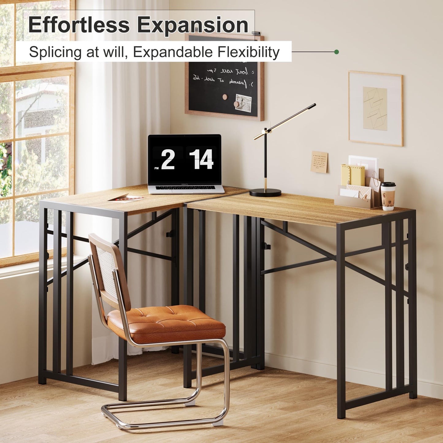 Lutown-Teen Narrow Folding Computer Desk 35 inch, Writing Gaming Computer Camping Desk, Espresso