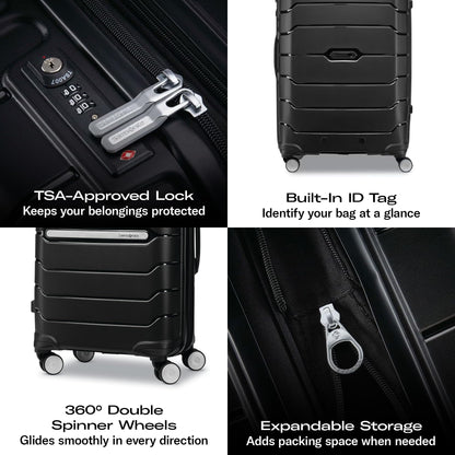 Samsonite Freeform 2-Piece Luggage Set - Carry-On & Large Checked Luggage with Dual Spinner Wheels - Durable Polypropylene Hardshell - TSA Lock, Airline-Approved - Expandable Hard Shell - Navy
