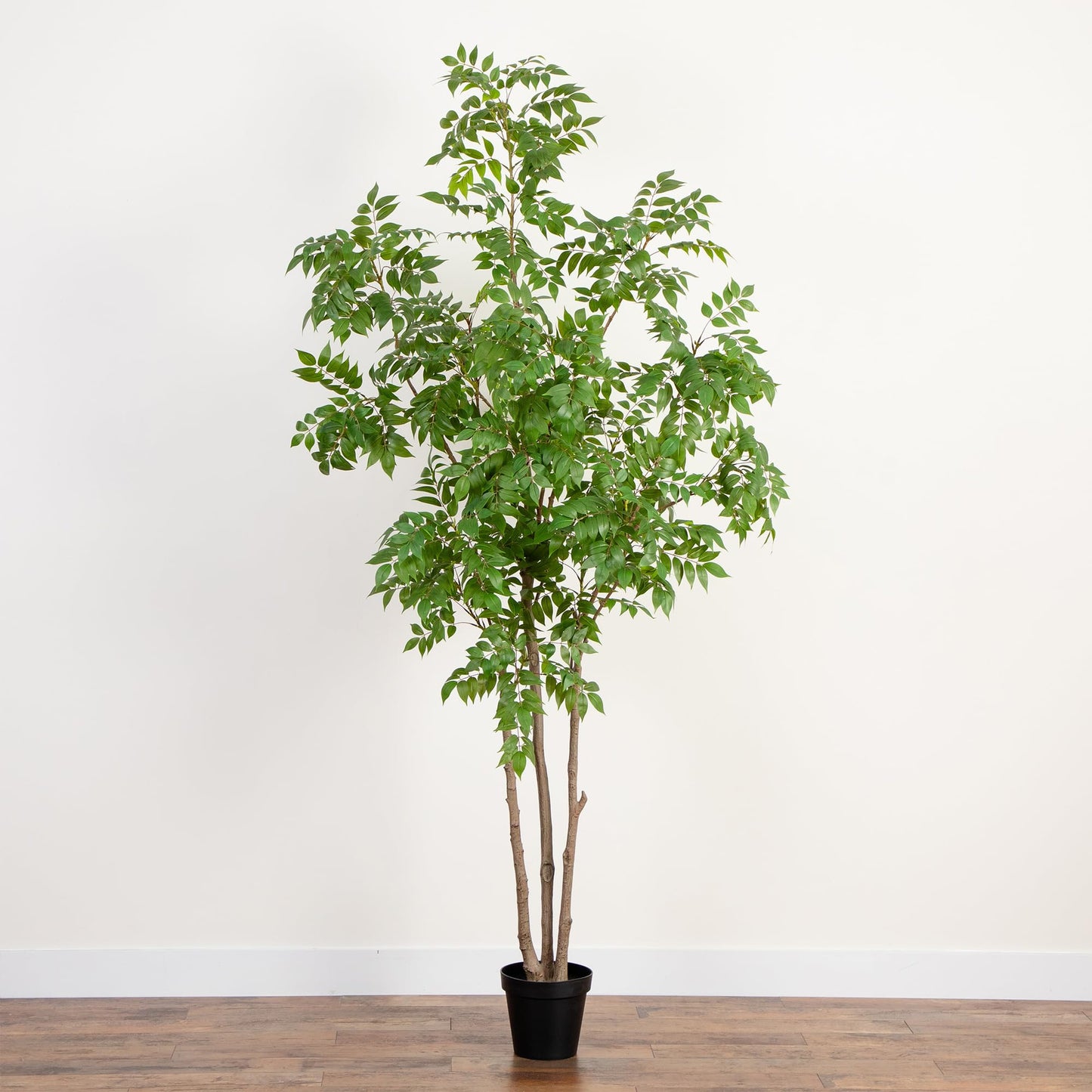 Nearly Natural 8ft Artificial Sumac Tree - Lifelike Green Leaves, Flexible Branches, Premium Craftsmanship, Includes Nursery Planter
