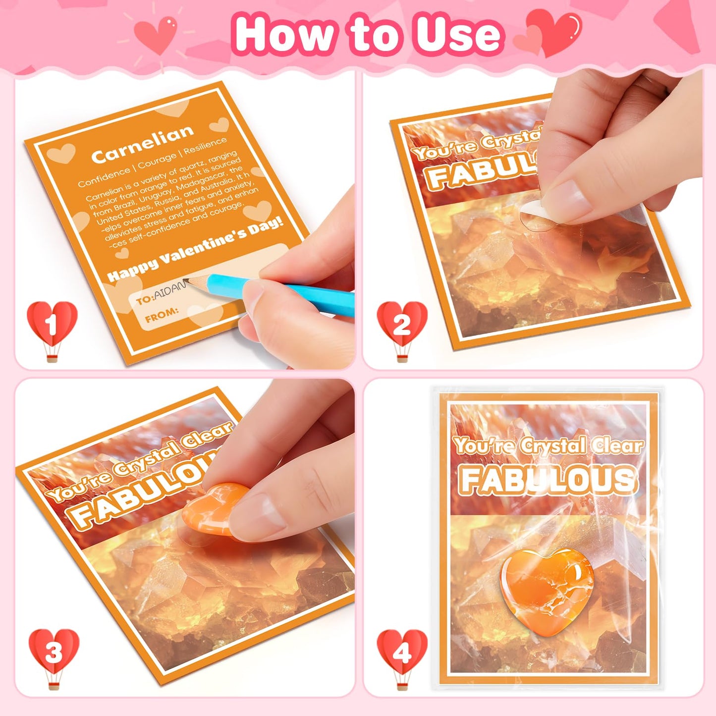 Jumlys Valentines Day Gifts for Kids, 24 Packs Valentines Day Cards with Heart-shaped Gemstone for School, Valentine Day Party Favors for Boys Girls, Ideal Exchange Cards for Classroom