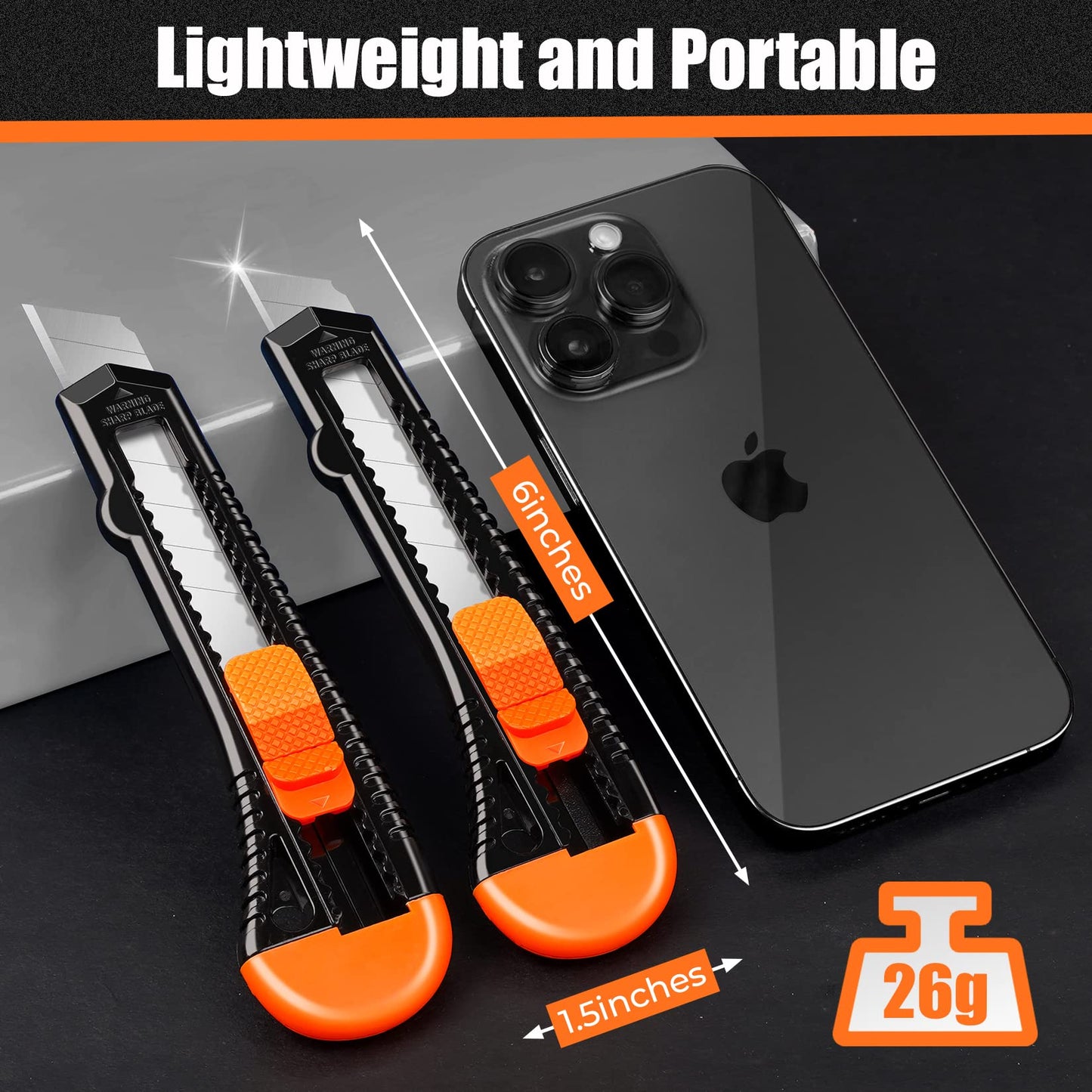 DIYSELF Box Cutter, 24 Pack Box Cutters Retractable Razor Blades Utility Knife Opener Safety Snap off Knives for Warehouse Pen Hobby Modeling Pencil Exacto Knife