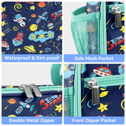 ZAZIWZ Lunch Bag for Kids Insulated Lunch Boxe for Girls Boys Reusable Cooler Tote Small Lunchbag Back to School Cute Lunchbox for Teens 02 (Space)