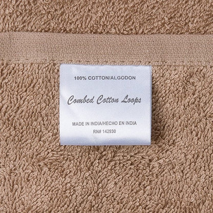 Lavish Home 8 Piece 100% Cotton Plush Bath Towel Set - Taupe 27.5"x57.25"x0.25"
