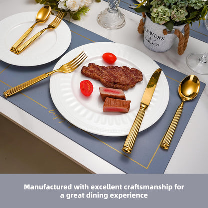 40-Piece Heavy Duty Gold Silverware Set for 8, 18/10 Stainless Steel Flatware, Extra Thick Heavy Flatware Set, Perfect for Weddings Gifts
