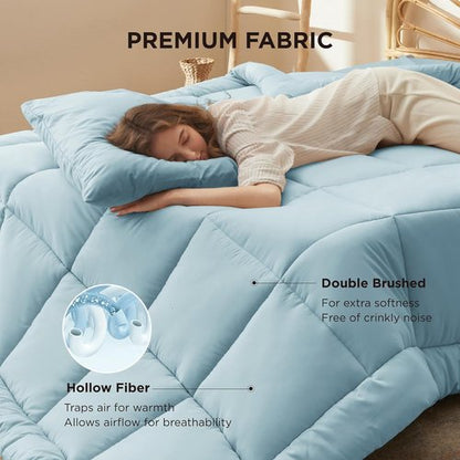 Bedsure Comforter Duvet Insert - All-Season Quilted Down Alternative Bedding, Light Spa Blue, Full Size 86 x 82 Inches