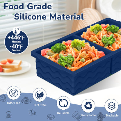 Silicone Freezer Trays with Lid (4-Pack), 1-Cup, 2-Cup, 1/2-Cup & 2-Tbsp Silicone Freezer Molds, Stackable Soup Freezer Meal Prep Containers,Ice Cube Tray for Making Sauce,Smoothies,Yogurt Bites