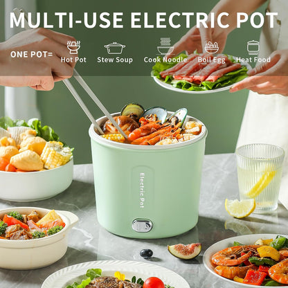 Hot Pot Electric, 1L Mini Ramen Cooker, 450W Rapid Noodles Cooker for Cooking Pasta, Egg, Soup, Portable Pot