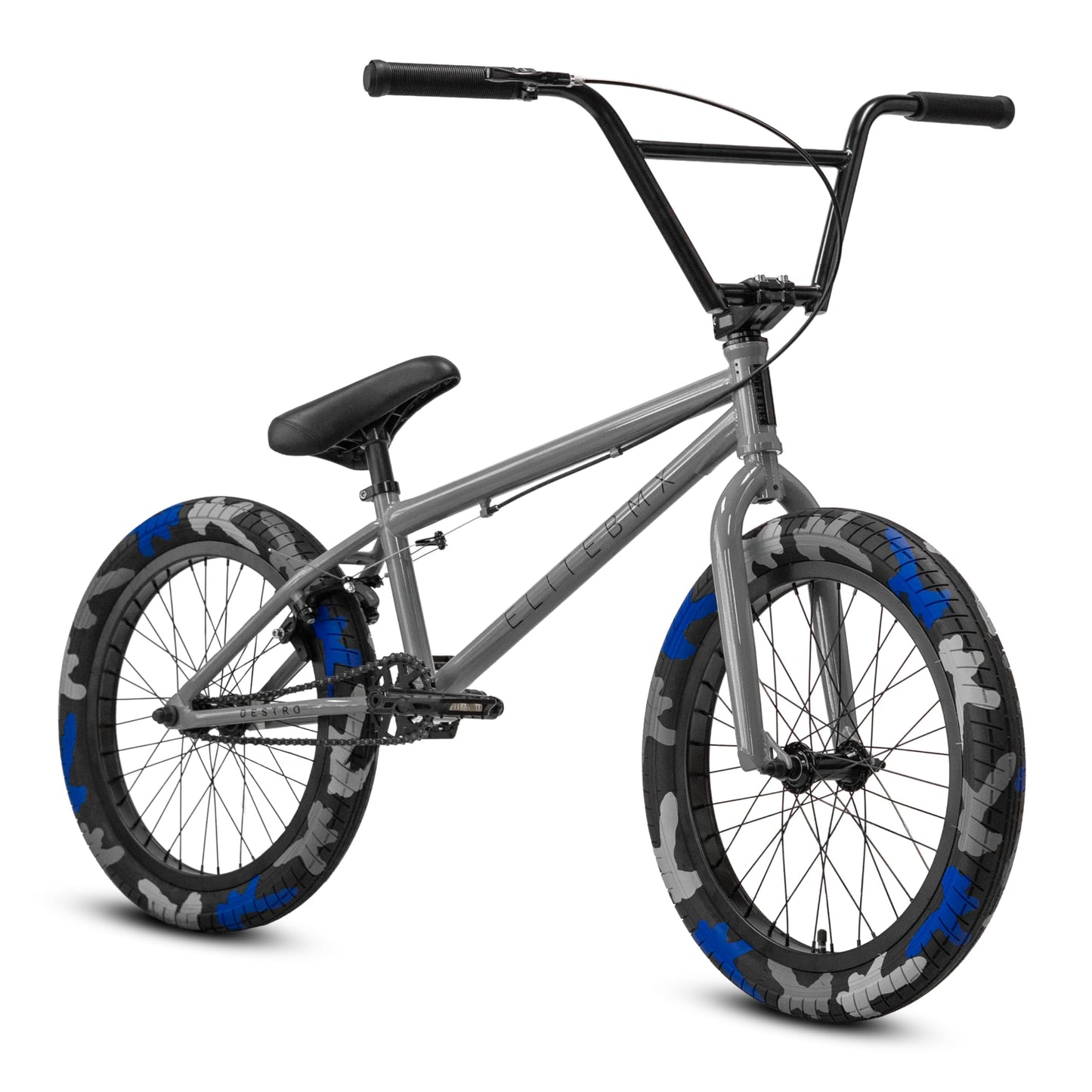 Elite BMX Bicycle 18", 20" & 26" Model Freestyle Bike - 3 Piece Crank (Destro Grey, 20")