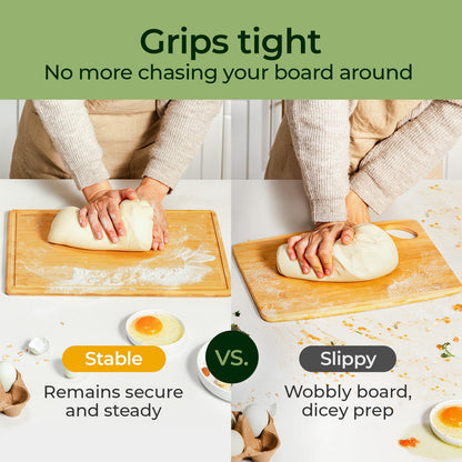 Keechee Cutting Board with Non-slip Mat, Bamboo Cutting Board for Kitchen Meal Prep & Serving - Wood Serving Board Set with Deep Juice Groove Ideal Kitchen Gifts