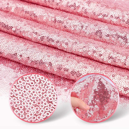 yuboo Pink Sequin Table Runners 12''x 108'' - 2 Pack Fabric Glitter Runner for Party Decorations