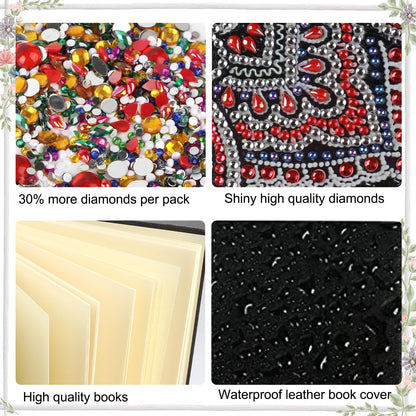 JISHSHAY Diamond Art Notebook Journal Diamond Painting Note Book Gem Art Sketchbook Gem Painting Diary Mosaic Kits for Adults Blank Notebook with Special Drills 14.5×21cm/5.7×8.26in Dragonfly