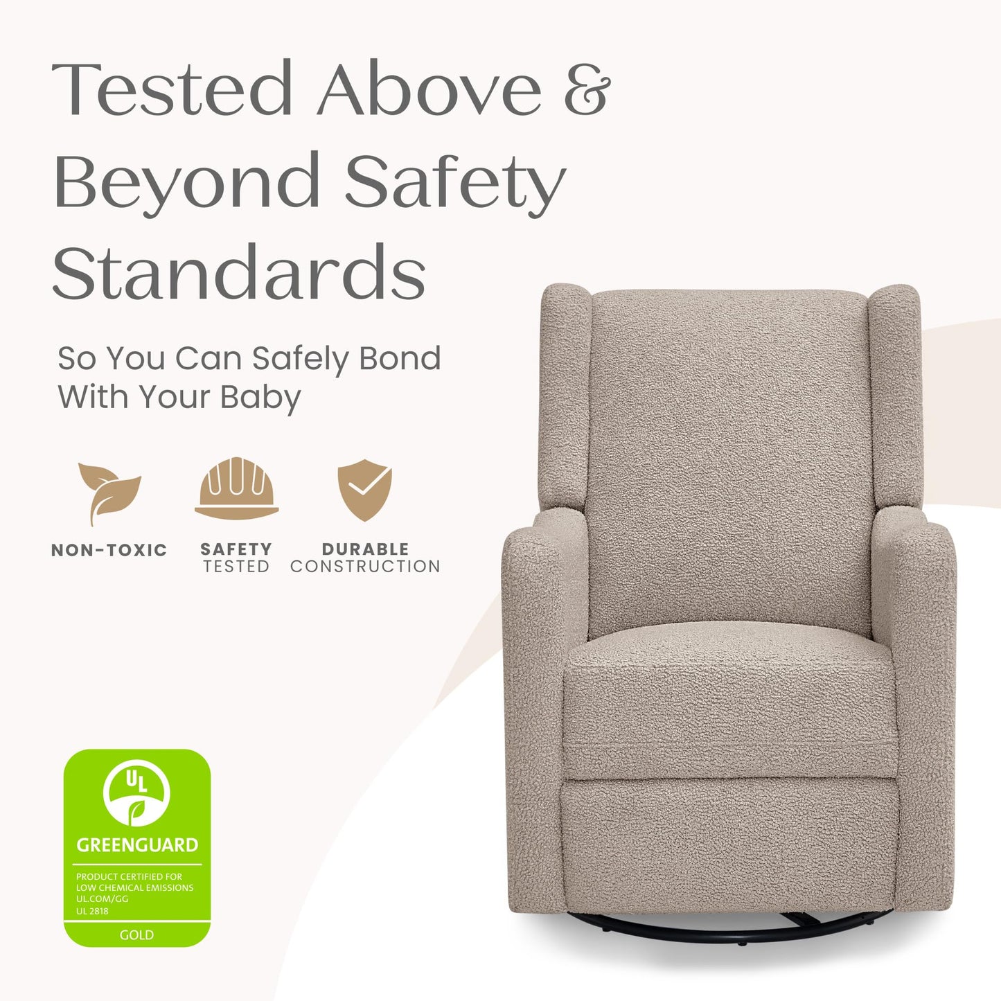 Delta Children Mercer Electronic Power Recliner and Swivel Glider with USB-A and Type-C Ports - Greenguard Gold Certified - Stain-Resistant Performance Fabric is Oeko-TEX Standard 100 Certified, Sand