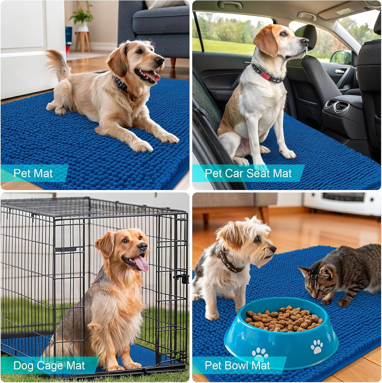 OLANLY Dog Door Mat - Absorbent Non-Slip Mud Mat for Indoor Use | 54x24 Deep Navy Blue