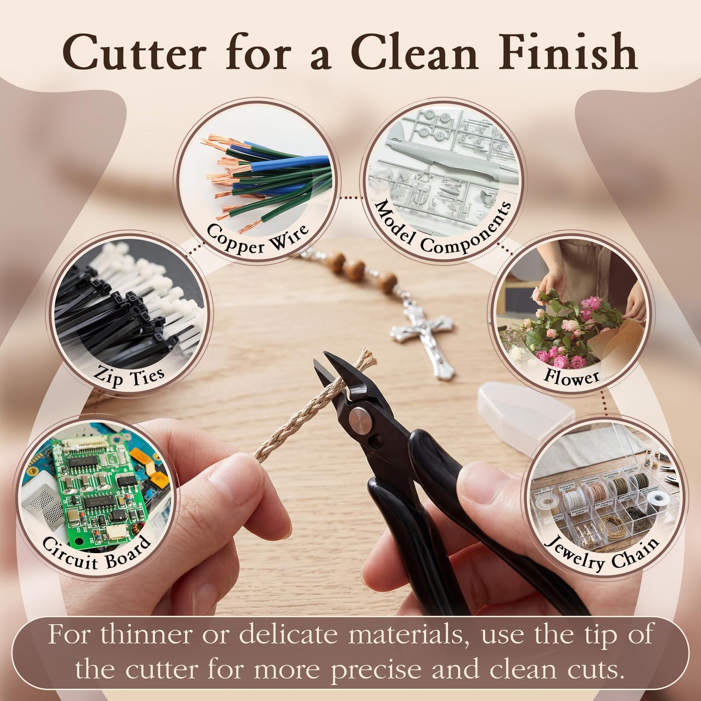 Dunkive Rosary Cord Knotting Tool with Flush Cutter for Crafting, #7#9 and #36 Dual Head Twine Knotting Tool, Side Wire Cutters, Jewelry Making Set, Rosary Making Supplies for Jewelry, Bracelet