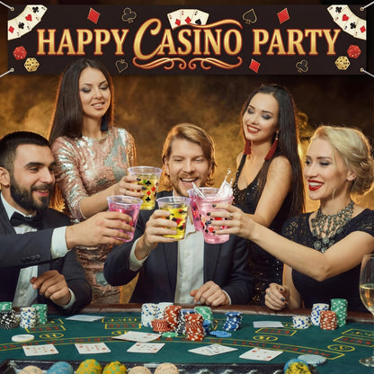 Uiifan 50 Pcs Casino Party Decorations Las Vegas Cups Casino Game Night Party Supplies 12 oz Poker Disposable Plastic Shot Cups for Hot Cold Drinking Office Home Dice Vegas Birthday Favors