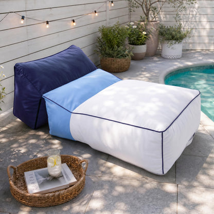 Outdoor Bean Bag Chair,2-in-1 Waterproof Bean Bag Lounge Chair,Outdoor Bean Bag Lounger for Adults, Patio Pool Backyard (Navy Blue)