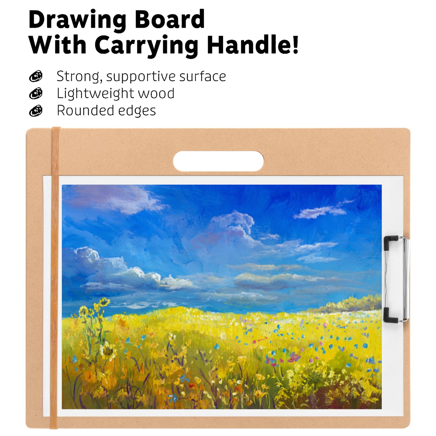13" x 17" Artist Sketch Board with Handle - Portable Clipboard for Painting and Drawing, Art Supplies for Adults by TX Liteart