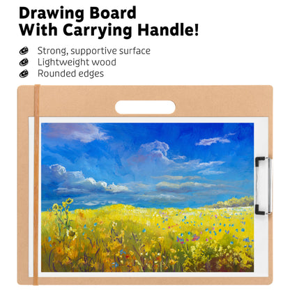 13" x 17" Artist Sketch Board with Handle - Portable Clipboard for Painting and Drawing, Art Supplies for Adults by TX Liteart