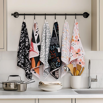 RECYCO Waffle Kitchen Towel Set of 2 - Quick Dry Microfiber Sustainable Dish Towels - Ultra Absorbent Reusable Cleaning Tea Towels - Lightweight Hand Towels,16”x 28”, Blossom Breeze