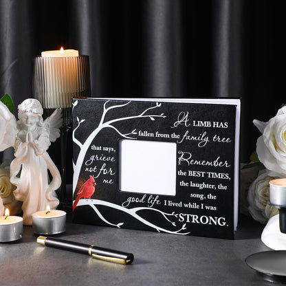 Yingzhao Memorial Funeral Guest Book with Pen 144 Pages Cardinal Funeral Guest Sign in Book for Memorial Service Celebration of Life Party Supplies in Loving Memory(Vivid Style)