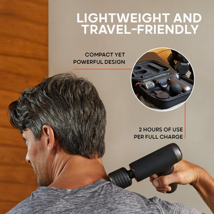Sharper Image® Powerboost® Pro+ Hot & Cold Deep Tissue Massage Gun - 6 Speeds, 6 Attachments, 5-Hour Battery, Travel Case, Charging Base, Shoulder & Back Massager, Pain Relief Tool, FSA Eligible
