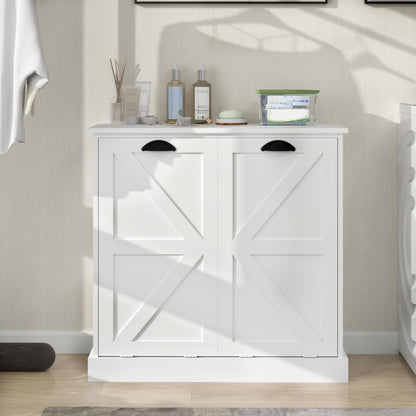 Two Compartment Tilt Out Laundry Sorter Cabinet White WF804