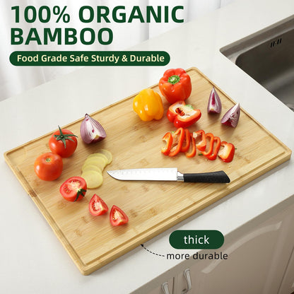 GarveeHome 24 x 16 in Bamboo Cutting Board, Large Kitchen Chopping Board with Juicy Groove, Wooden Butcher Block Cutting Board Perfect for Meat, Cheese, Vegetables, Fruits