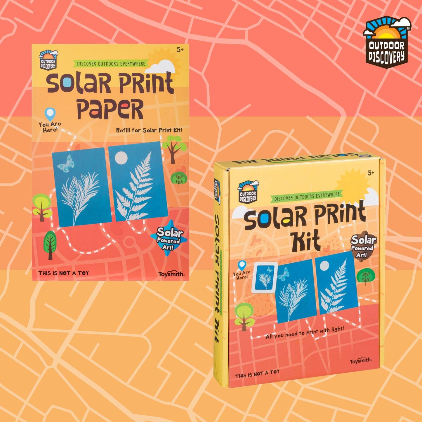 Toysmith Outdoor Discovery Solar Print Kit Bundle - Sun Print Paper Set for Kids - Includes 36 Sheets Solar Paper, Stencil Set & Frames - Arts and Crafts for Kids Ages 8-12 Gift