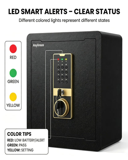 Asylosss 17.5" Tall Safe Box, 1.8 Cuft Fireproof Safe for Home with Hidden Lock Box, Anti-Theft Security Safe with Programmable Keypad Spare Keys, Digital Safety Box for Money Jewelry Documents