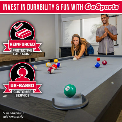 GoSports 8 ft Pool Tables with Wood Finish - Billiards Game Room Table for Adults & Family - Accessories Not Included - Gray