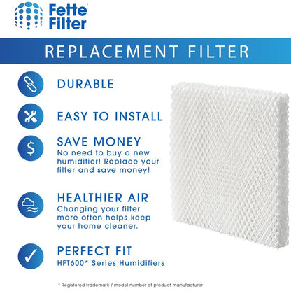 Fette Filter - Filter T Humidifier Wicking Filters Compatible with Honeywell HFT600T HFT600PDQ for Honeywell Tower Humidifier HEV615 Series & HEV620 Series. Includes 6 Replacement Filters.