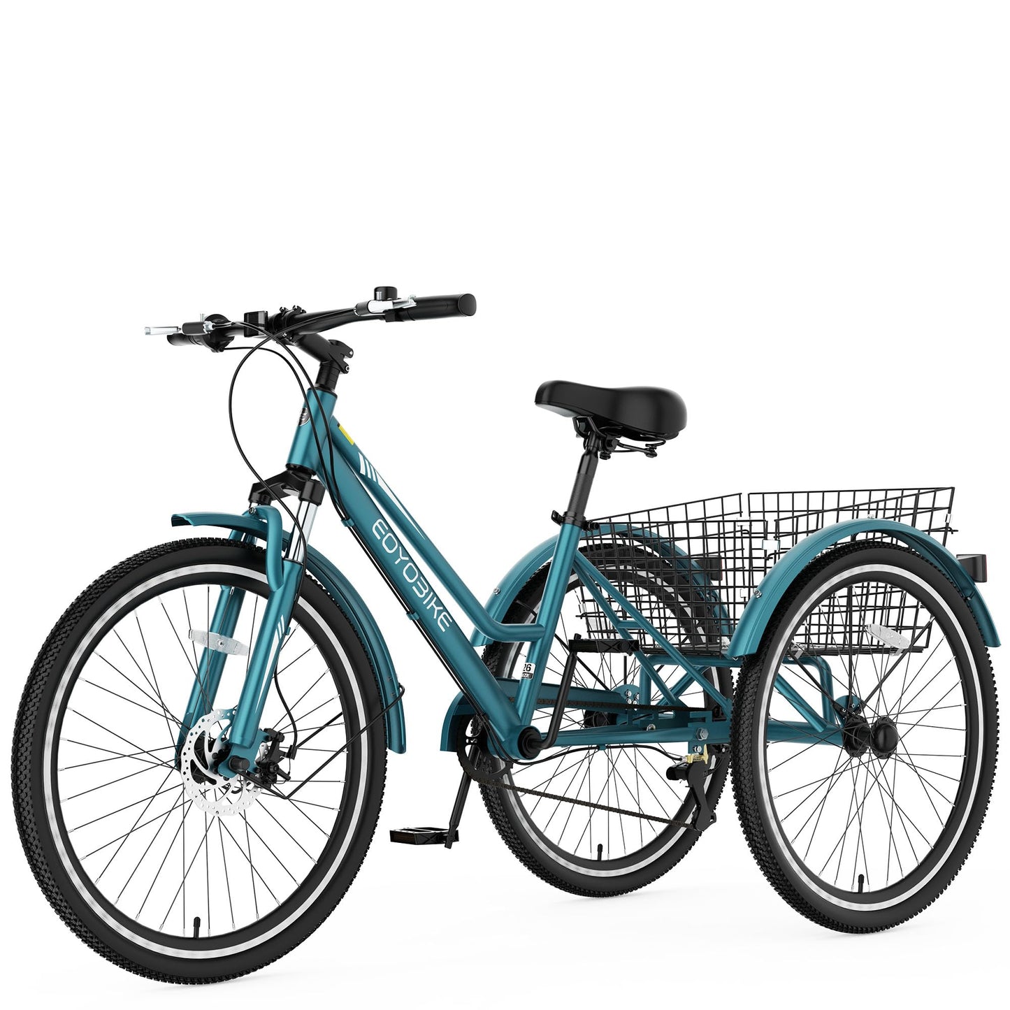 EOYOBIKE 7-Speed Adult Mountain Tricycle, 3-Wheel Bike with 420 lbs Capacity, All-Terrain Mountain Trike, Dual Disc Brakes & Large Rear Basket for Seniors, Men, Women, Fitness, Shopping