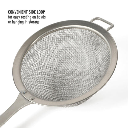 Calphalon Edge Stainless Steel Strainer w/Thermoplastic Rubber Handle - Taupe