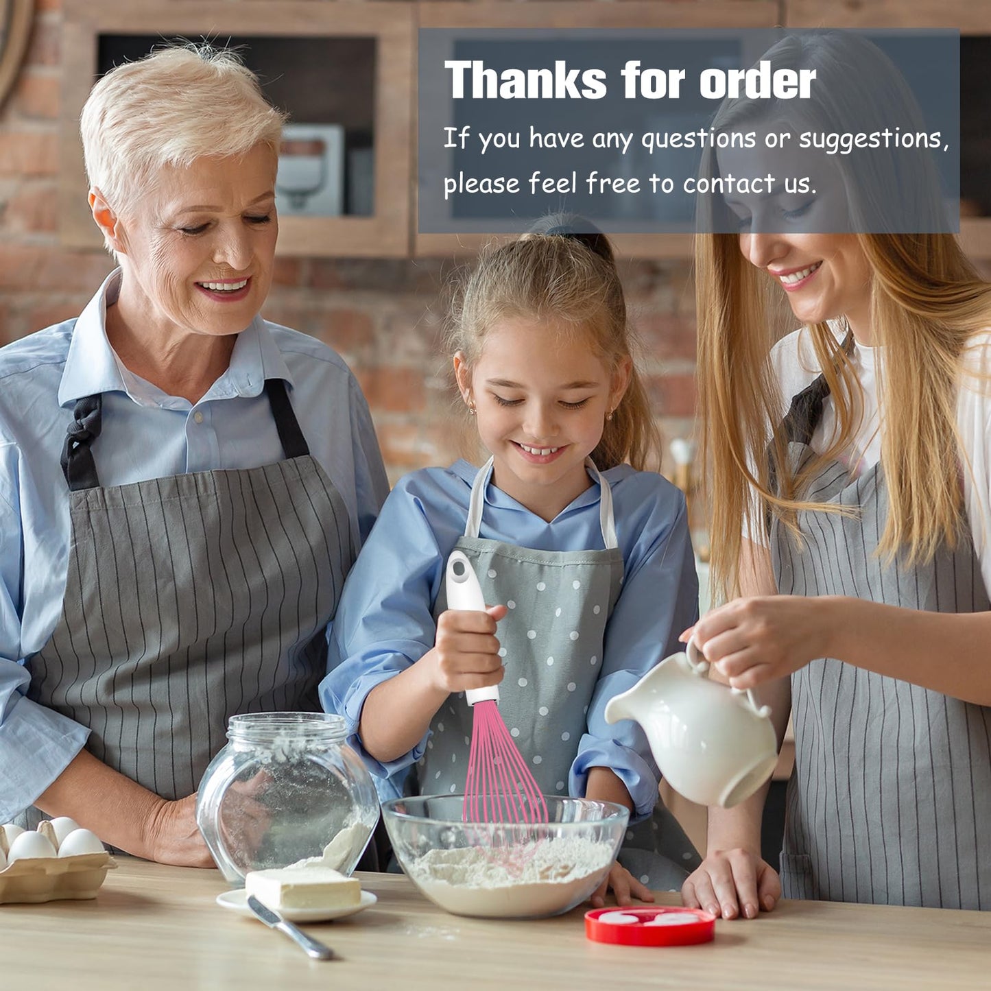 OYV Pink Silicone Whisk, Sealed Waterproof Design Set of 3, Professional Kitchen Whisks for Cooking Non-Scratch, Silicone&Stainless Steel Whisk, Heat Resistant 480°F Rubber wisk, BPA free