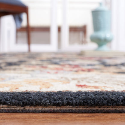 SAFAVIEH Chelsea Collection Area Rug - 8' Square, Black, Hand-Hooked French Country Wool, Ideal for High Traffic Areas in Living Room, Bedroom (HK141B)