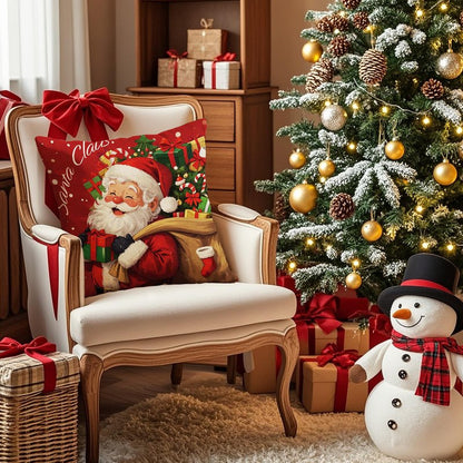 UPOFFICIS Christmas Pillow Covers 18x18 inch Set of 4, Christmas Decorations Cushion Covers, Xmas Pillow Covers, Pillowcases Throw Pillow Covers for Sofa Couch Home Decor