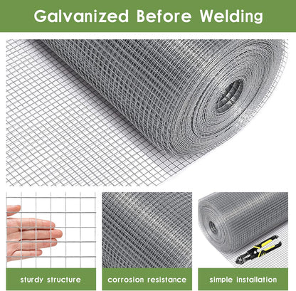 TONGMO 24" 50' 1inch 19 x Hardware Cloth, Mesh Galvanized Chicken Wire Fence, Gauge Welded Wire Roll,Garden Fence