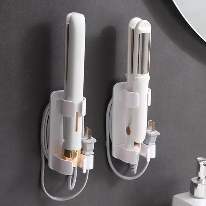 Wall Mounted Curling Iron Holder - Hair Dryer and Straightener Storage for Bathroom, Hot Hair Tool Organizer (2 Pack)