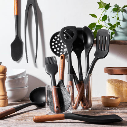 Staub Silicone with Wood Handle 11-pc Cooking Utensil Set