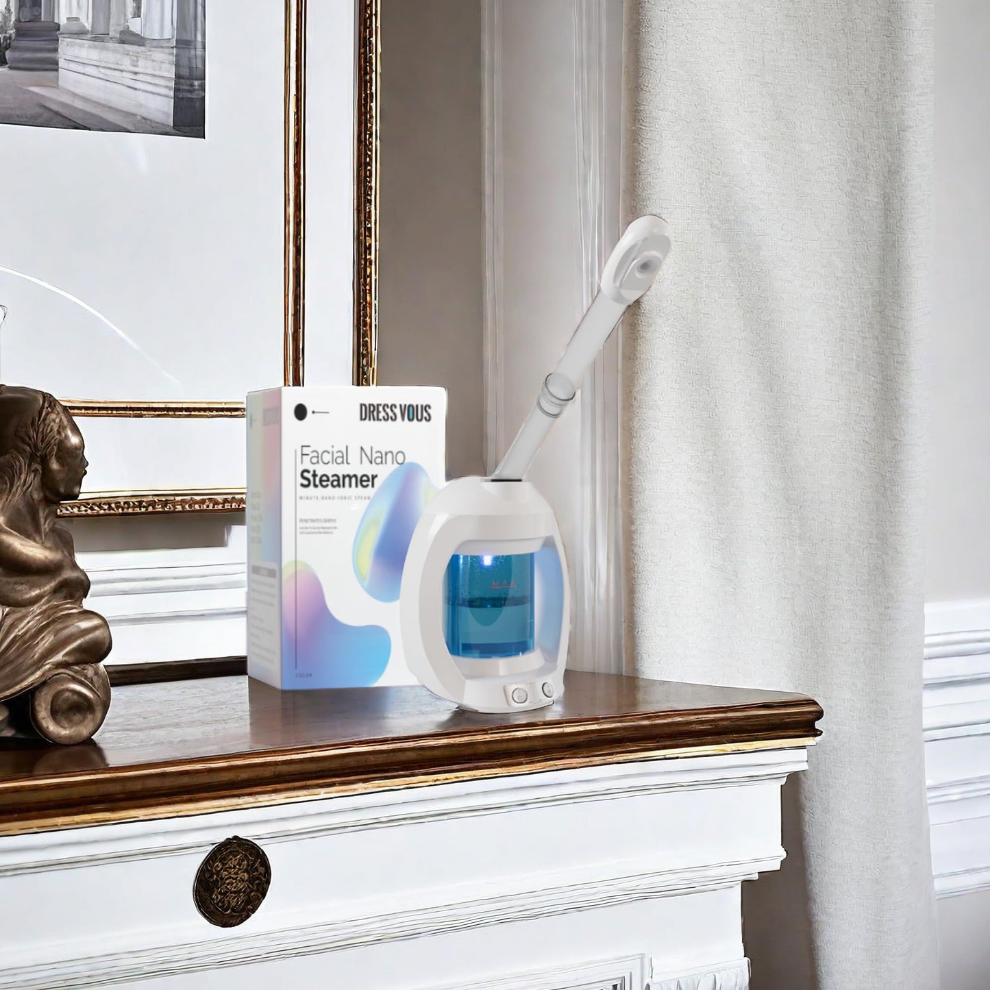 Facial Steamer-Nano Ionic Face Steamer for Facial Deep Cleaning, Vaporizador Steamer for Esthetician, Professional Facial Steamer for Home Facial Spa. (Black)