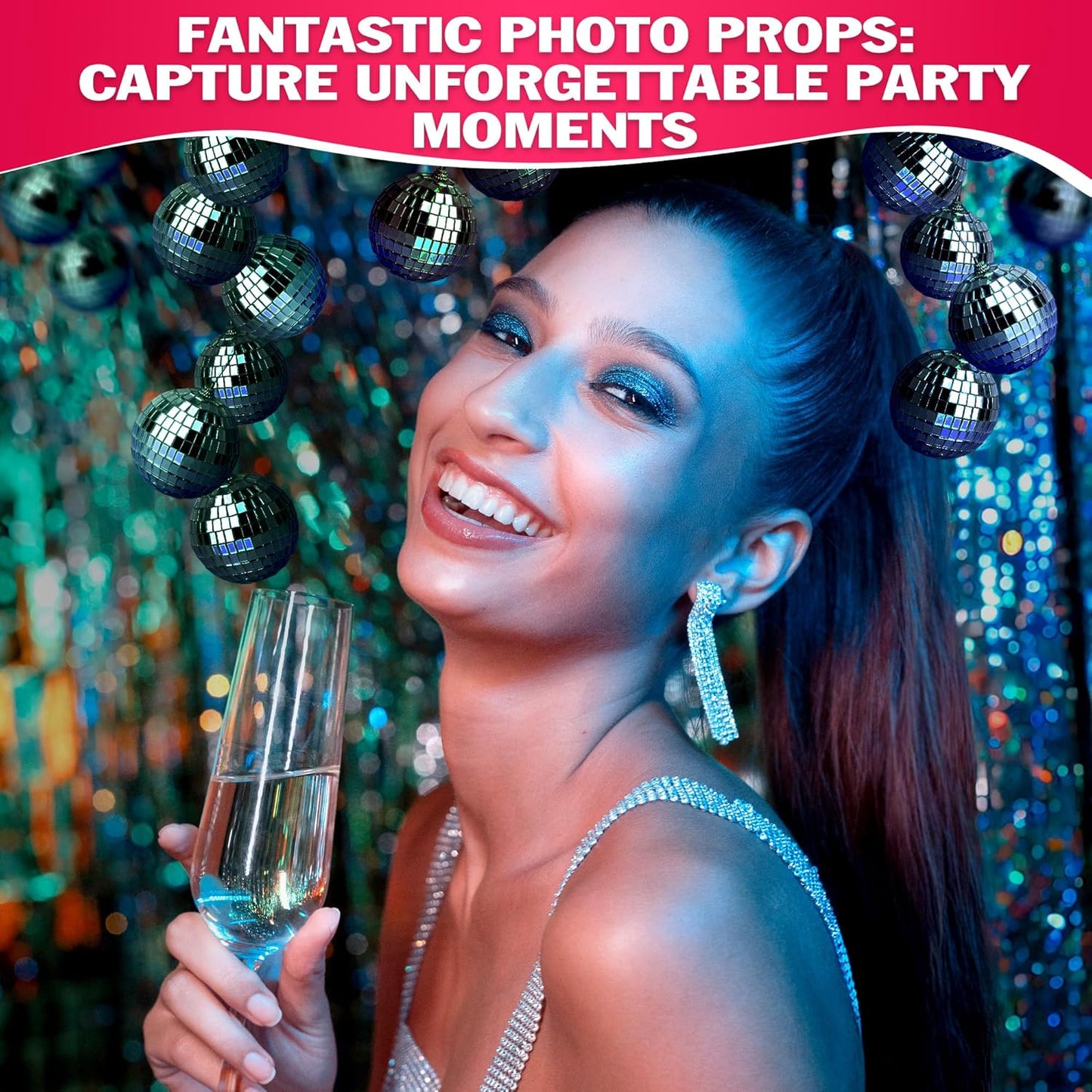 24 PCs Mini Disco Balls Set - 1.8 in Ornaments for Parties, Lightweight & Portable Decorations, Silver Sparkle