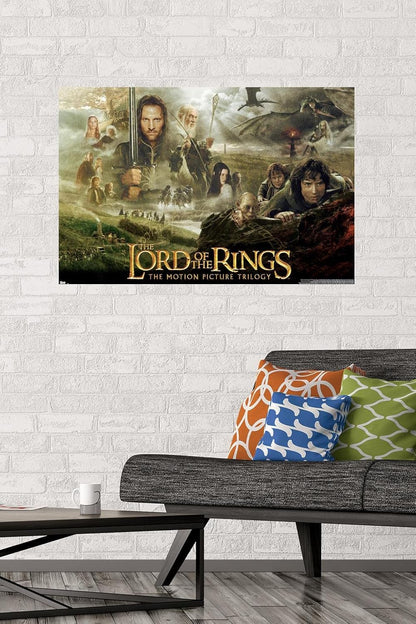 The Lord of the Rings: The Motion Picture Trilogy Wall Poster, 34L" x 22.4W", Premium Poster & Mount Bundle