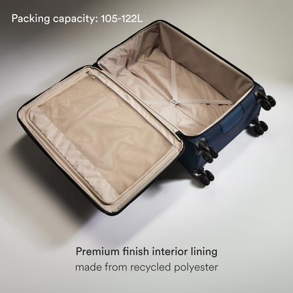 ANTLER - Soft Stripe Large Luggage - 31" Softside Suitcase, Durable, Lightweight & Expandable, 4 Spinner Wheels - Adjustable Handle, TSA Lock, Indigo Blue