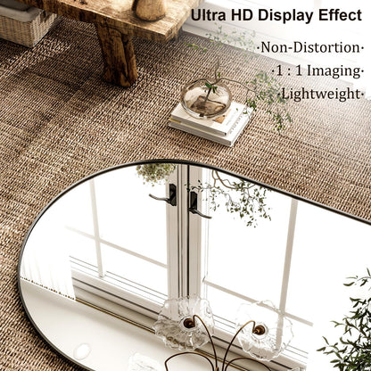 HARRITPURE 76"x46"Full Length Mirror - Arch Floor Mirrors with Aluminum Alloy Frame Free-Standing Wall Mounted or Leaning Large Bedroom Dressing Mirror,Black