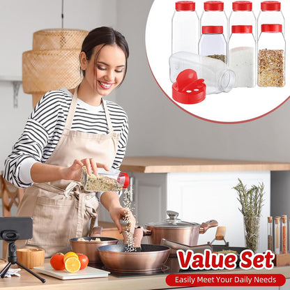 28 Pack 16 oz Mifoci Plastic Spice Jars with Cap Square Plastic Bottle Containers with Shaker Lids and Stickers Large