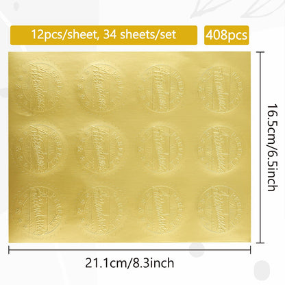 CRASPIRE 408Pcs Attendance Gold Foil Embossed Stickers 2" Self Adhesive Envelopes Seals Sticker Labels for Wedding Invitation Graduation Corporate Certificates Diplomas Gift Wrapping Decor