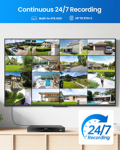ZOSI 32CH 4K PoE Security Camera System, 12pcs 8MP Outdoor Indoor Cameras with Audio, Person/Vehicle Detection, Dual Disk Backup, H.265+ 16Port 32-Channel NVR with 4TB HDD for Business 24/7 Recording