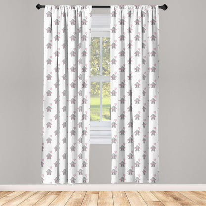 Ambesonne Animal Cartoon Curtains, 2 Panel Set for Living Room Bedroom, Heart Shaped Pink Balloons Design, 28" x 63",