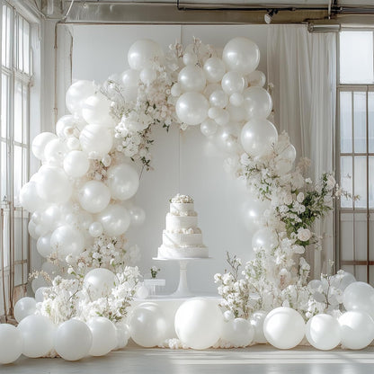 PartyWoo Pearl White Balloons - 152-Piece Metallic Latex Balloon Arch Kit | Wedding & Party Decor