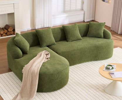 KEIKI L-Shaped Chenille Modular Sectional Couches with Chaise Lounge & 4 Pillows, 3 Seater Oversized Upholstered Luxury Plush Cloud Sofa for Living Room Apartment, Full Sponge Compression